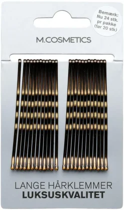 Brune Lange Hårklemmer Lux 24 stk