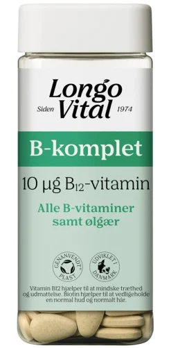 B-Vitamin - B-komplet, alle B-vitaminer + Ølgær