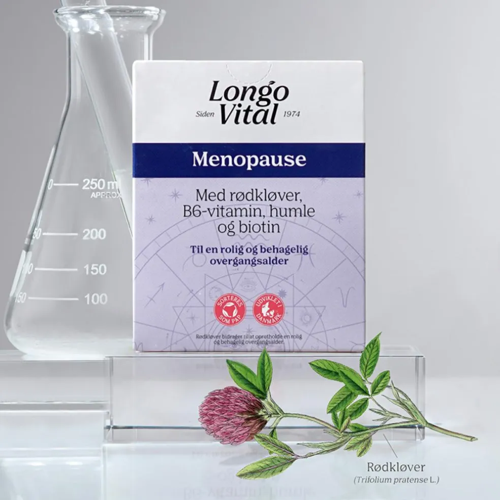 Menopause med rødkløver, B6-vitamin , humle og biotin