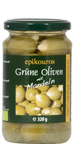 Oliven Grønne m. mandler (græsk) Ø