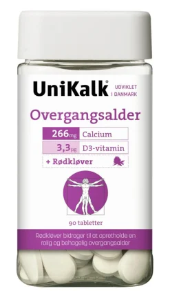 Overgangsalder - Kalk 266 mg, D-vitamin 3,3 µg + Rødkløver