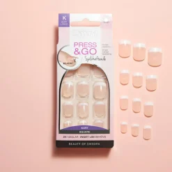 Press & Go French Look Rosa Kunstige Negle