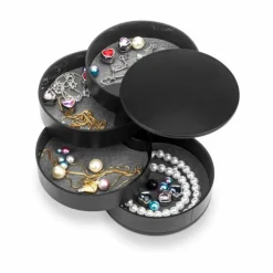 Roterbar Rundt Smykkeskrin Organizer Med 4 Rum