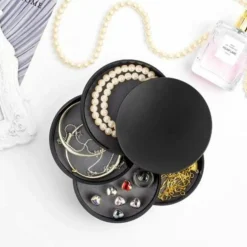 Roterbar Rundt Smykkeskrin Organizer Med 4 Rum