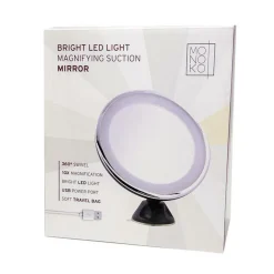 Rundt Spejl Med LED Lys Og Sugekop