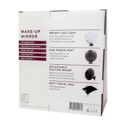 Rundt Spejl Med LED Lys Og Sugekop